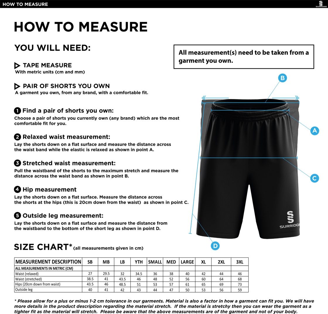 Grimsargh CC - Ripstop Short - Size Guide