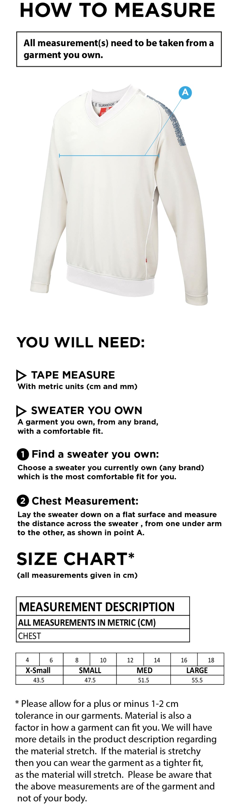 GRIMSARGH CC BLAST LONG SLEEVE WOMEN'S SWEATER - Ivory - Size Guide