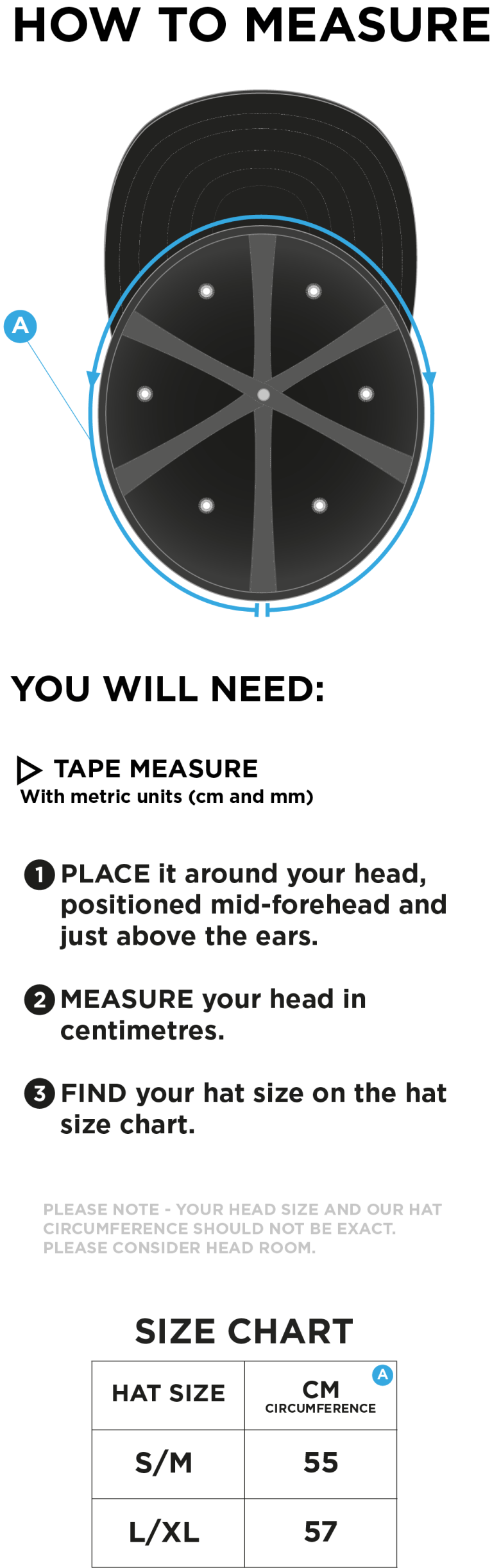 Grimsargh CC - Fuse Flexi Cap - Size Guide