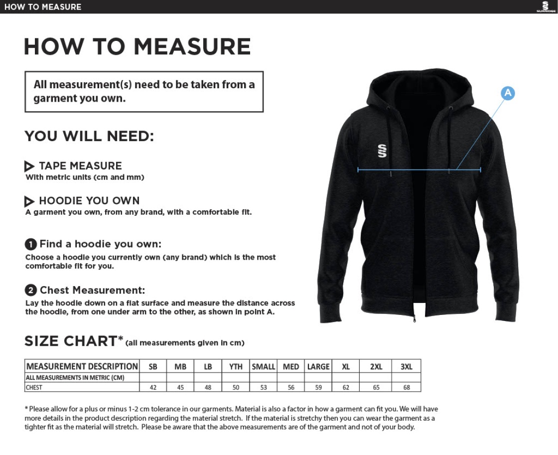Grimsargh CC - Dual Hoody - Size Guide